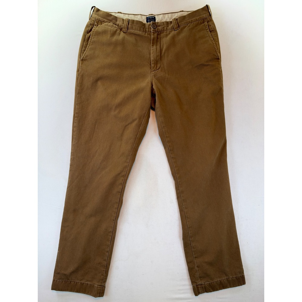 J.Crew The Sutton Mens Brown Cotton Twill Chino Pants 35x32 B3850 flannel lined